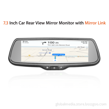 7.3 inch wide display mirror with car backup camera display and Mirror Link monitor